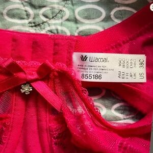 Wacoal Red Lace Underwire Bra with Bow and Charm